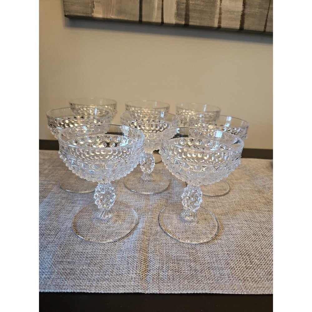 Duncan And Miller Hobnail Pressed Glass Sherbet Coupes (Set Of 8)